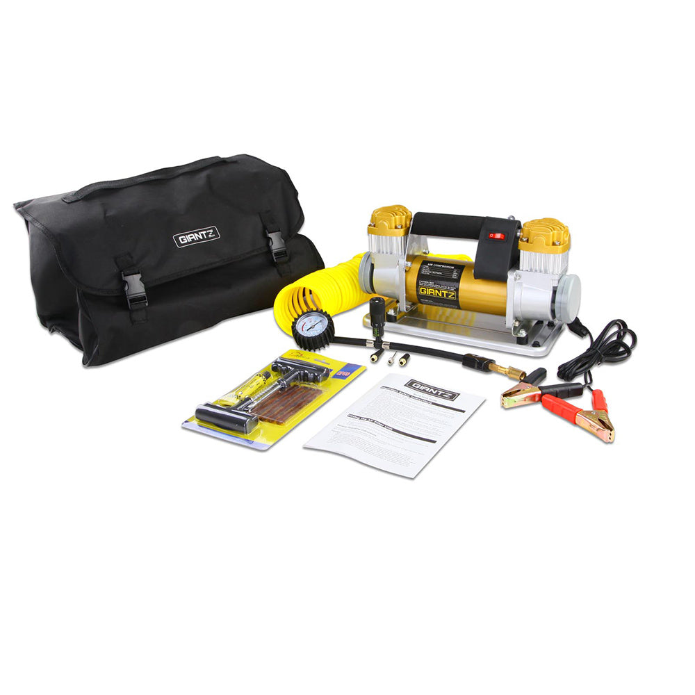 Giantz 540W High-Performance 12V Air Compressor with Deflation Valve and Multi-Purpose Attachments