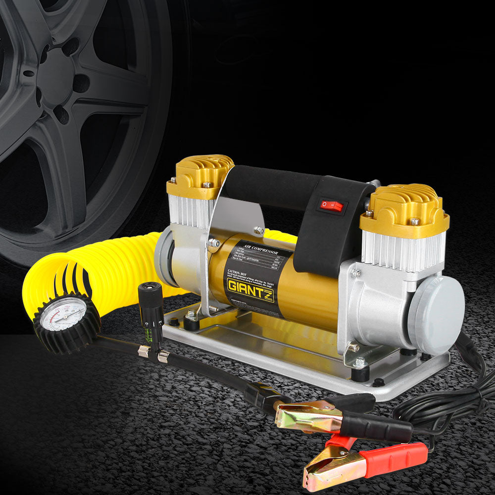 Giantz 540W High-Performance 12V Air Compressor with Deflation Valve and Multi-Purpose Attachments