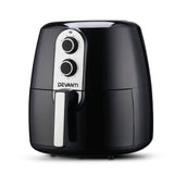 Devanti 7L No-Oil Air Fryer - Sleek Black Design - Front View