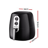Devanti 7L No-Oil Air Fryer - Sleek Black Design - Side View
