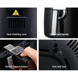 Devanti 7L No-Oil Air Fryer - Sleek Black Design - 45-Degree Angle