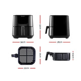 Devanti 7L Stainless Steel Air Fryer with LCD Touch Control - Healthy Cooking Made Easy - Side View