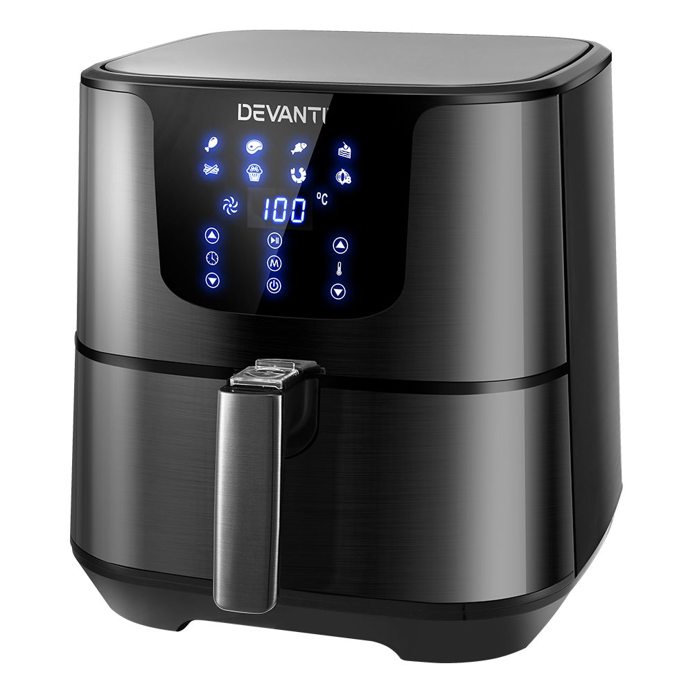 Devanti 7L Stainless Steel Air Fryer with LCD Touch Control - Healthy Cooking Made Easy
