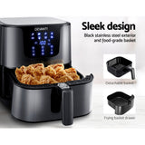 Devanti 7L Stainless Steel Air Fryer with LCD Touch Control - Healthy Cooking Made Easy - Rear View