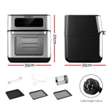 Devanti 10L Multi-Function Air Fryer with LCD Touch Control - Healthy Oil-Free Cooking & Dehydrator - Side View