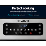 Devanti 10L Multi-Function Air Fryer with LCD Touch Control - Healthy Oil-Free Cooking & Dehydrator - Close-Up Angle