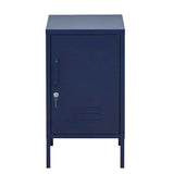 Contemporary Blue Metal Storage Locker with Adjustable Shelf and Hook - Front View