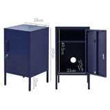Contemporary Blue Metal Storage Locker with Adjustable Shelf and Hook - Side View
