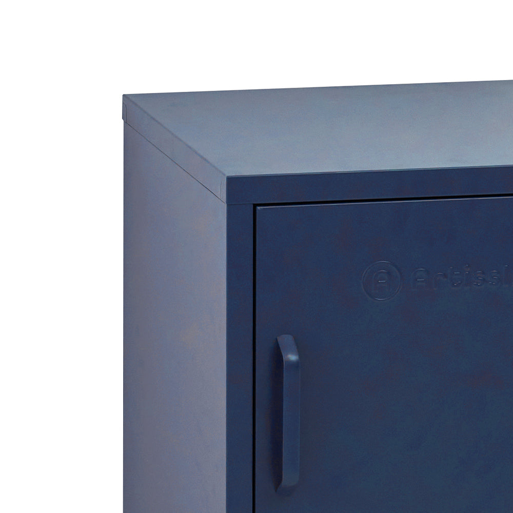 Contemporary Blue Metal Storage Locker with Adjustable Shelf and Hook
