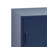 Contemporary Blue Metal Storage Locker with Adjustable Shelf and Hook - Top-Down View