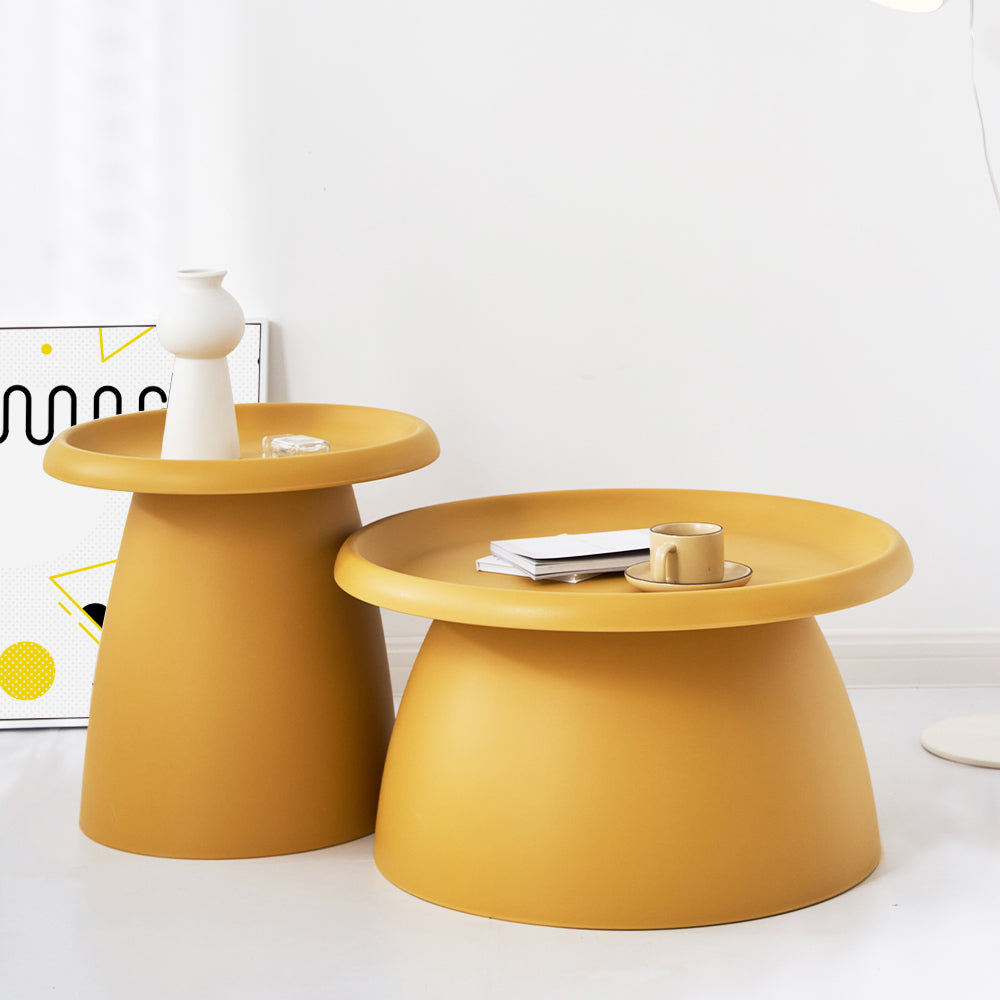 ArtissIn Contemporary Yellow Mushroom Coffee Table - 70CM Round Design