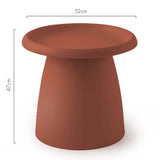ArtissIn Modern Round Mushroom Coffee Table - 50CM Small Side Table in Vibrant Red - Side View