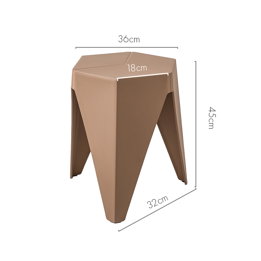 ArtissIn Set of 2 Contemporary Puzzle Stools - Stylish Plastic Stacking Chairs for Indoor & Outdoor Use - Brown