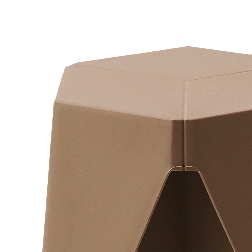 ArtissIn Set of 2 Contemporary Puzzle Stools - Stylish Plastic Stacking Chairs for Indoor & Outdoor Use - Brown