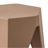 ArtissIn Set of 2 Contemporary Puzzle Stools - Stylish Plastic Stacking Chairs for Indoor & Outdoor Use - Brown - Rear View
