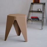 ArtissIn Set of 2 Contemporary Puzzle Stools - Stylish Plastic Stacking Chairs for Indoor & Outdoor Use - Brown - Low Angle