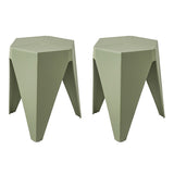 ArtissIn Set of 2 Contemporary Green Puzzle Stools for Indoor and Outdoor Use - Front View