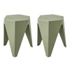 ArtissIn Set of 2 Puzzle Stool Plastic Stacking Stools Chair Outdoor Indoor Green