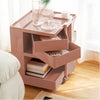 ArtissIn Bedside Table Side Tables Nightstand Organizer Replica Boby Trolley 3Tier Pink