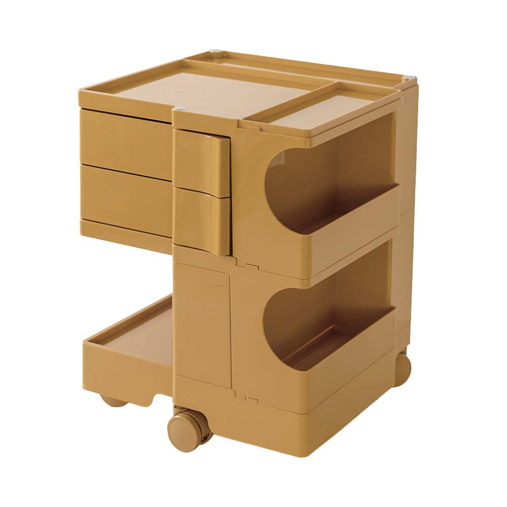 ArtissIn Modern Yellow Boby Trolley Nightstand with 3-Tier Storage and Wheels