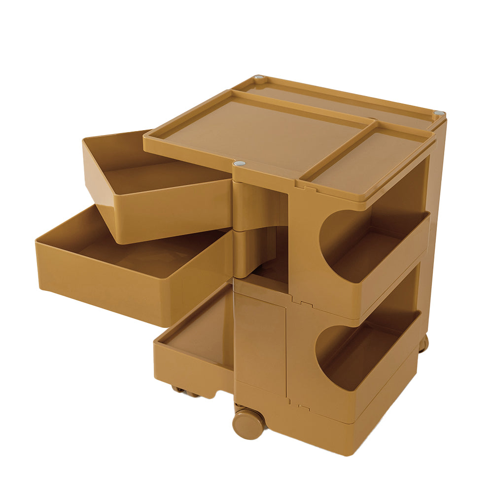 ArtissIn Modern Yellow Boby Trolley Nightstand with 3-Tier Storage and Wheels