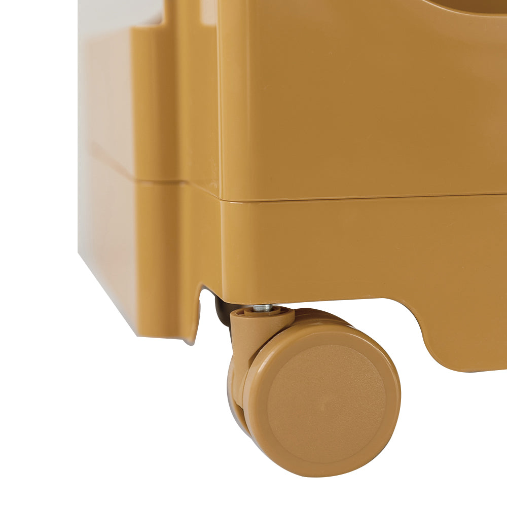 ArtissIn Modern Yellow Boby Trolley Nightstand with 3-Tier Storage and Wheels
