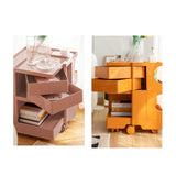 ArtissIn Modern Yellow Boby Trolley Nightstand with 3-Tier Storage and Wheels - Low Angle