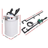 High-Performance Giantz External Canister Filter for Aquariums - 1250L/H Flow Rate - Side View