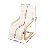 Beige Adjustable Bentwood Lounge Chair with Footrest - Side View