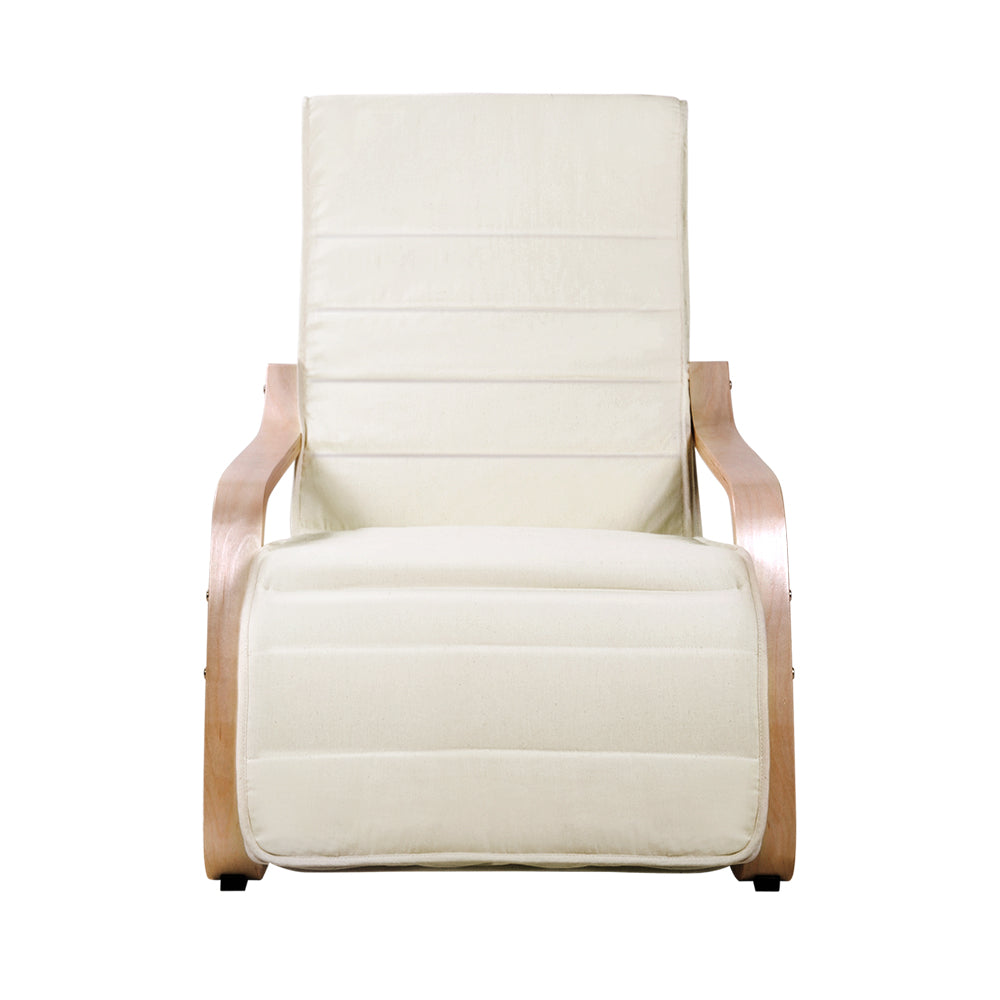 Beige Adjustable Bentwood Lounge Chair with Footrest
