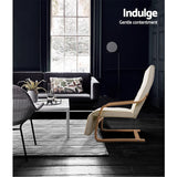 Beige Adjustable Bentwood Lounge Chair with Footrest - Low Angle