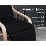Bentwood Lounge Chair with Adjustable Footrest - Black Fabric - 45-Degree Angle