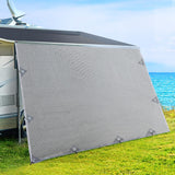 3.7M Caravan Sun Shade Privacy Screen with Roll Out Awning Compatibility - Low Angle