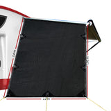 Black Caravan End Screen - 1.95 x 2.2M Adjustable Privacy and UV Shield for Outdoor Adventures - Top-Down View