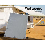 Caravan End Screen - 2.1m x 1.8m Privacy Shade for Roll Out Awnings - 45-Degree Angle