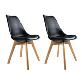 Modern Replica Eiffel Dining Chairs Set of 2 - Black Upholstered - Front View