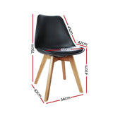 Modern Replica Eiffel Dining Chairs Set of 2 - Black Upholstered - Side View
