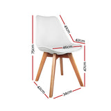 Set of 2 White PU Leather Padded Dining Chairs - Replica Eiffel Design - Side View