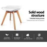 Set of 2 White PU Leather Padded Dining Chairs - Replica Eiffel Design - Close-Up Angle