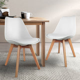 Set of 2 White PU Leather Padded Dining Chairs - Replica Eiffel Design
