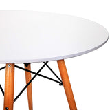 Contemporary 80cm White Round Dining Table with Solid Beech Wood Legs - Top-Down View