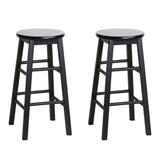 Set of 2 Black Backless Beech Wood Bar Stools - Side View