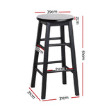 Set of 2 Black Backless Beech Wood Bar Stools - Top-Down View