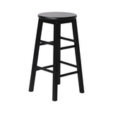 Set of 2 Black Backless Beech Wood Bar Stools - Rear View