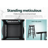 Set of 2 Black Backless Beech Wood Bar Stools - Close-Up Angle