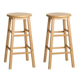 Set of 2 Natural Beech Wood Backless Bar Stools - Front View
