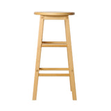 Set of 2 Natural Beech Wood Backless Bar Stools - Top-Down View