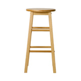 Set of 2 Natural Beech Wood Backless Bar Stools - 45-Degree Angle