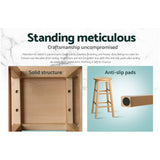 Set of 2 Natural Beech Wood Backless Bar Stools - Low Angle