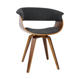 Curved Back Charcoal Fabric Dining Chair with Timber Base - Front View